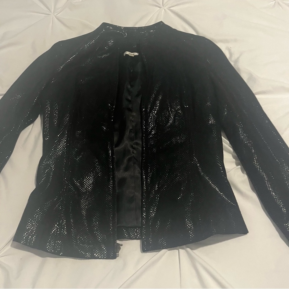 Reba Snakeskin Leather Jacket Size 4 Black Good Condition - Picture 1 of 13